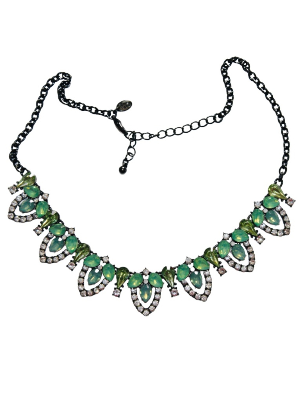 Lia Sophia Green Rhinestone and Gunmetal Necklace - Picture 3 of 6